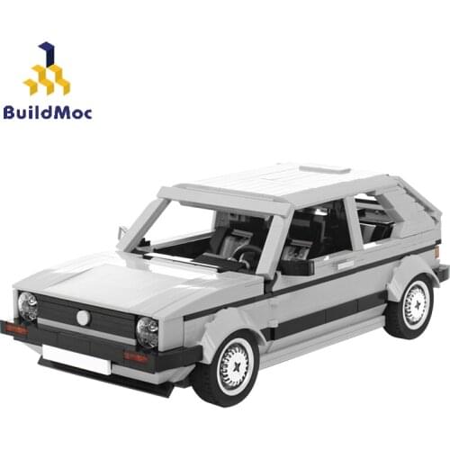 BuildMoc Technical Racing Car Gray Golf Building Blocks MOC Technical City Speed Champion Famous Car Brick Toys for Children