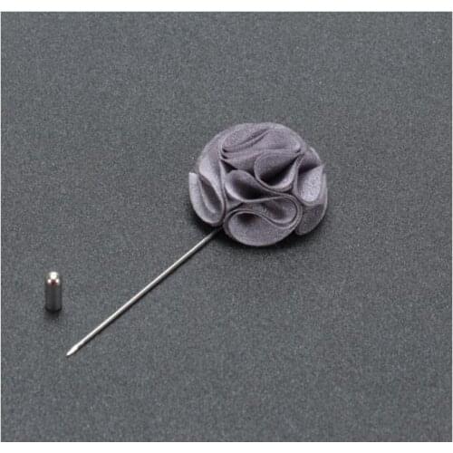 10Pcs/Bag Best Man Groom Boutonniere Gray Silk Satin Rose Flower men buttonhole Wedding Party Prom Man Suit Corsage Pin Brooch