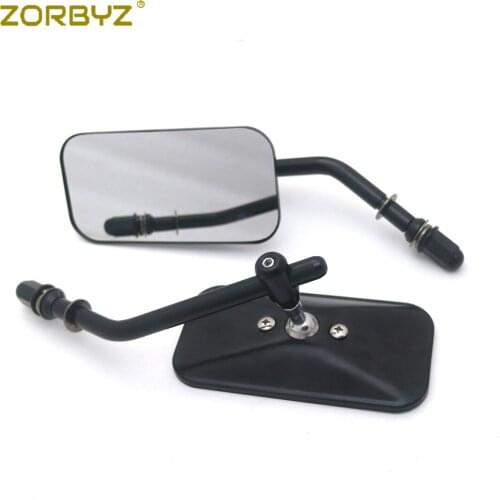 ZORBYZ Black Rectangle Mirror Rear View Side Mirrors For Harley Fatboy Street Glide Electra Glide 2006-2014