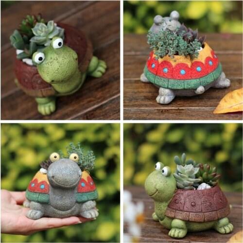 Colored Tortoise Flowerpot Succulent Turtle Plant Pots Animal Resin Cactus Planter Desktop Desk Ornament Garden Home Decor