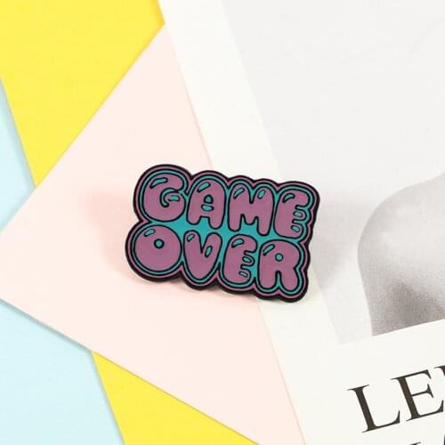 Game Over Enamel Pin Shirt Bag Badge Cartoon Vintage Game Brooches Clothes Lapel Pins Retro Women Jewelry Gift For Kids Friends