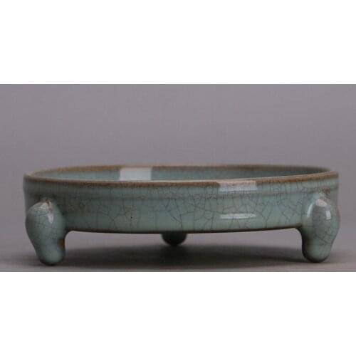 Chinese Old Ru Kiln Sky Green Glaze Trifoot Nail Porcelain Brush Desk Decoration Home Study Room Collection Ornaments