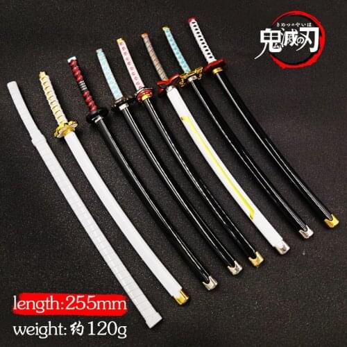 Anime Demon Slayer Blade Tanjiro Demon Slayer Team Sunwheel Knife With Sheath Sword Toy Model 25cm Keychain