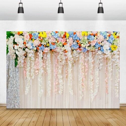Laeacco Wedding Photography Backdrops Floral Poster Curtain Flowers Birthday Backgrounds Birthday Photophone Newborn Photozone