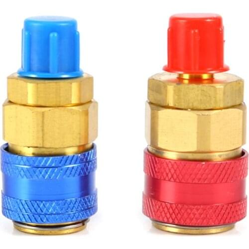1 Pair Freon R134A H/L Car Quick Coupler Brass Adapters Air Conditioning Refrigerant Adjustable AC Manifold Gauge