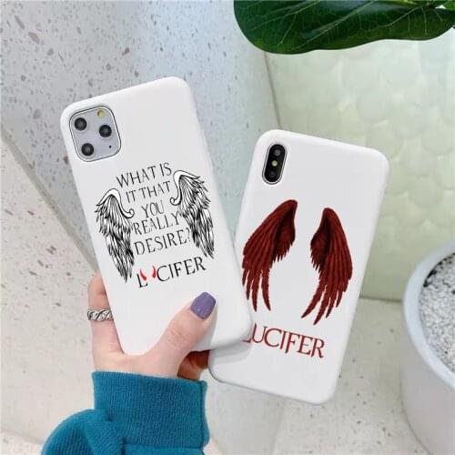 New Degenerate angel Lucifer Matte white TPU phone case For iphone 6S 7 8 Plus XR XS 12pro 11pro MAX 12 American TV soft cover