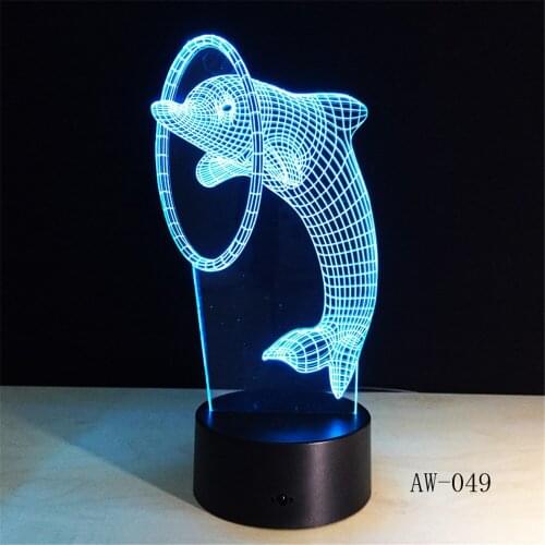 Kawaii Dolphin Play Ball 3D Lamp Cartoon USB Night Light Mutilcolors LED RGBw Lighting Bulb Luminaria Kid Toy Gift AW-049