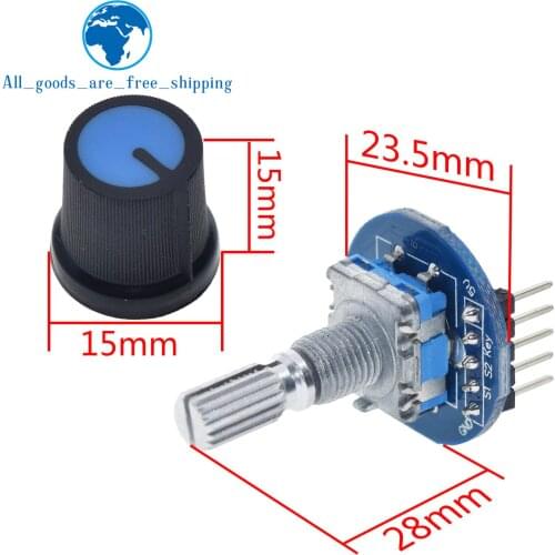 TZT Rotary Encoder Module for Arduino Brick Sensor Development Round Audio Rotating Potentiometer Knob Cap EC11