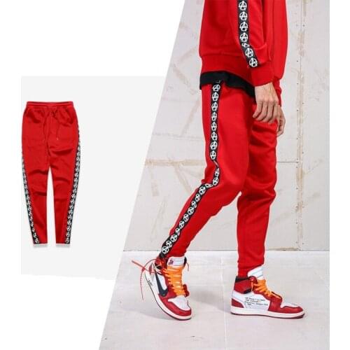Hot sale Mens Retro Pencil pants Harem Pants Side Graphics Print Pants Elastic Waist Track Trousers Fashion Joggers Sweatpants