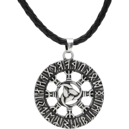 Men Norse Viking Triple Horn of Odin Rune Pendant Triple Pendants Pantgram Rune Necklace - Double side