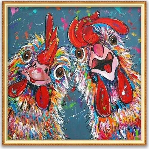 Animal Chicken DIY Cross Stitch Embroidery 11CT Kits Needlework Craft Set Cotton Thread Printed Canvas Home Decoration Wholesale