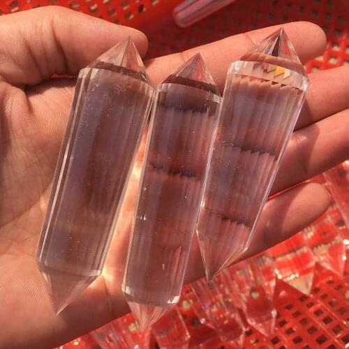 70-75mm Natural Clear Quartz 24 Sided Vogel Style Wand Point Inspired Spiritual Reiki Healing Crystal Wand Home Decoration Gift