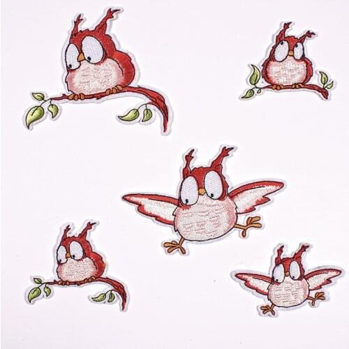 Embroidered Cloth Stickers Clothing Accessories Badge Patch Cartoon Red Bird Hot Melt Adhesive Stickers