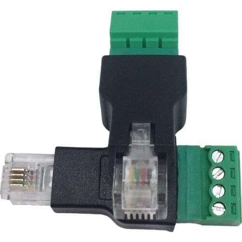 RJ11 to Screw Terminal Adapter RJ11 Male to 4 Pin Connector Splitter Shield Plug 40JA
