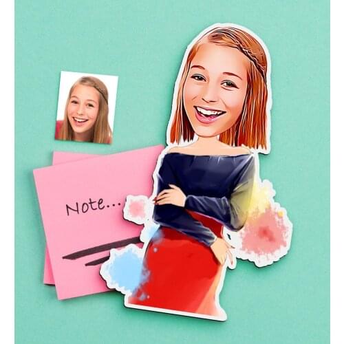 Personalized Women 'S Caricature Of Wooden Magnet-8