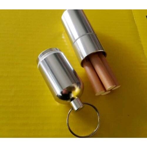 Personalized Cigarette Case with Keychain Portable Mini Mens Round Cigarette Case Moisture-proof and Pressure-proof Metal