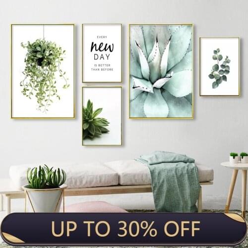 Green Plant Eucalyptus Poster Print Succulent Wall Art Nordic Front Living Room Modern Home Decoration Canvas Painting