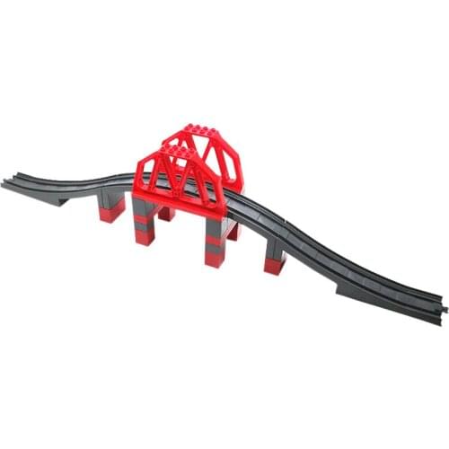 Train Original City Viaduct Structures Highway-Bridge Big Building Block Railway Set Toys Compatible with Big Size Block brick