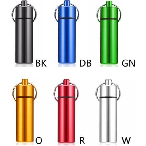 Portable Mini Waterproof Aluminum Tablet Storage Box Capsule Container Keychian Medicine Bottle Case Holder for Traveling