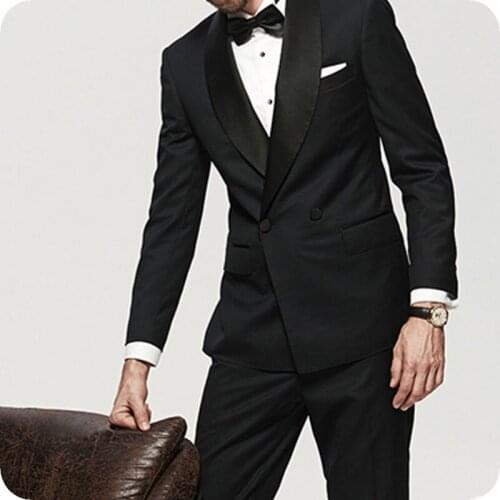 Latest Coat Pant Designs Black Wedding Men Suits Man Blazers Groom Tuxedos Double Breasted Classic Custume Homme Ternos 2Pieces