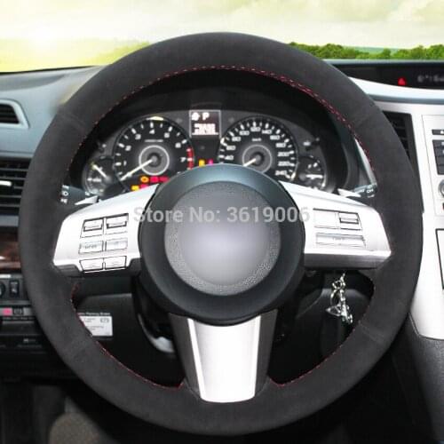 Hand Sewing Black Suede Car Steering Wheel Cover For Subaru Outback 2010-2012