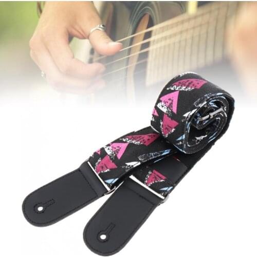 PU Leather Head Denim Printing Bass Guitar Strap Double Fabric with Plectrum Pocket for Acoustic Electric Bass Guitar