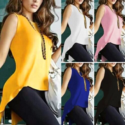 Summer Tops Fashion Sleevele Women Summer Fashion Solid Color Sleeveless Irregular Cross Back Vest Top Women Loose Summer tops