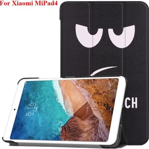 Nice Painting Smart Cover Case for Xiaomi miPad 4 with Eyes Color Butterfly Girl Printing 3 Folds Stand Shell Skin Pouch MiPad4