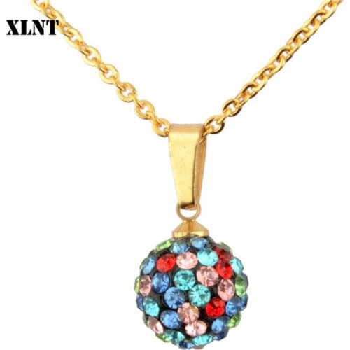 XLNT 2019 Classic Wedding Colorful Crystal Gold Color Pendant Necklace for Women Trendy Rhinestone Collar Necklace Jewelry