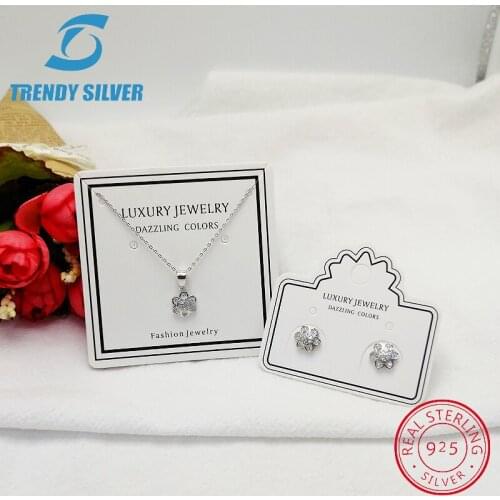 925 sterling silver jewellry sets for woman women necklace and stub earring pendant sunflower flower hot sale free shipping