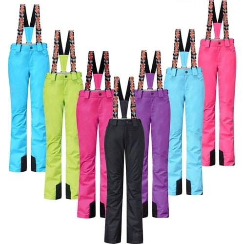 Colorful Women Snow Pant 10K Windproof Waterproof Snowboarding Strap pant outdoor sports Riding Hiking girls Bib sSki Trousers