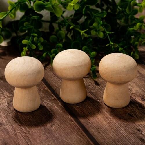 10PCS Natural Unfinished Wooden Peg Doll Bodies Wood Mushroom Head Shape Unfinished DIY Decoration for Arts Crafts