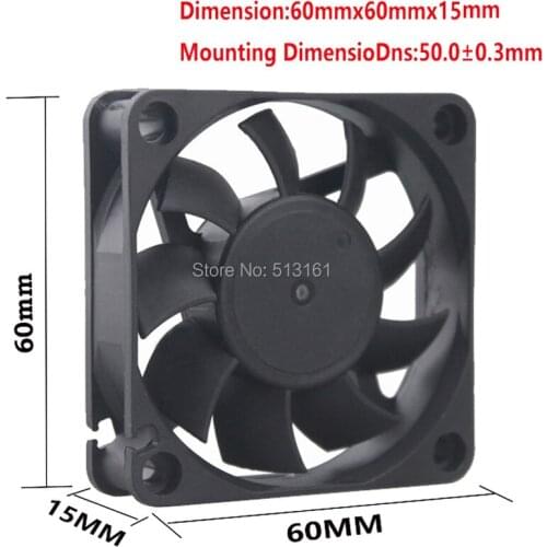 10Pcs Gdstime DC 24V 60mm 6015 60x60x15mm 6cm 2Pin Dual Ball Bearing Brushless Cooling Cooler Fan