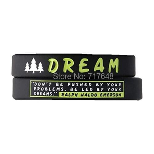 100pcs Dream Motivational Quote wristband silicone bracelets free shipping by ePacket