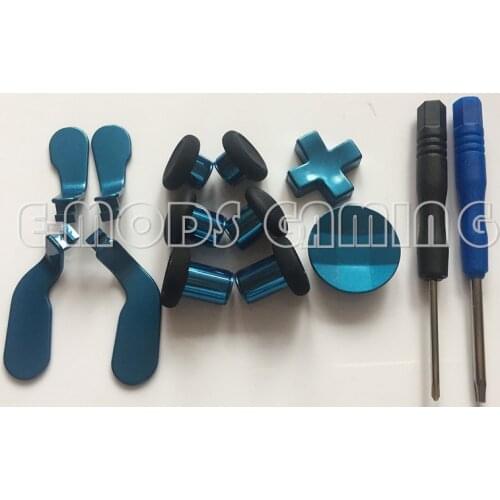 12 in 1 - Metal Mod 6 Swap Thumbsticks Joysticks, 4 Paddles & 2Dpads for Xbox One Elite Controller ( Blue)