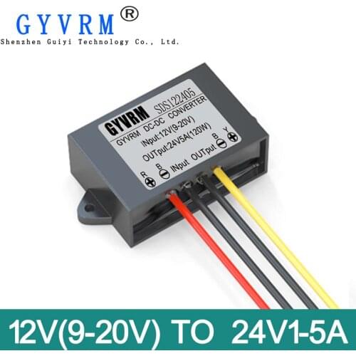 12V to 24V 1A2A3A4A5A Step up Converter DC-DC Converter Voltage Regulator Reducer Waterproof (Accept DC 9~20 V Inputs)
