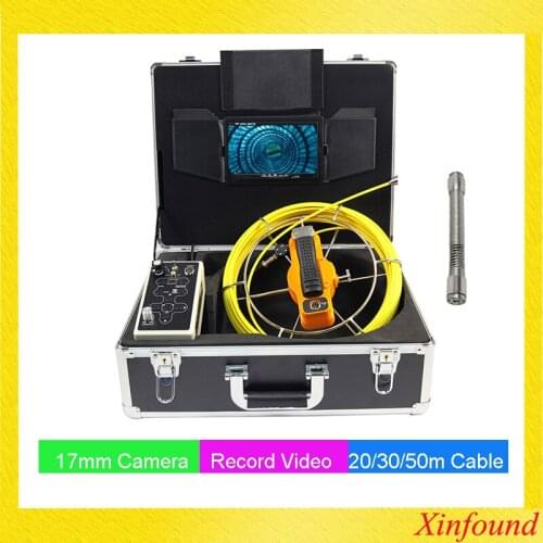 20m 30m 50m Cable Camera Sewer drain pipe inspection camera with DVR 7 Inch monitor with 17mm camera head pipe camera kit