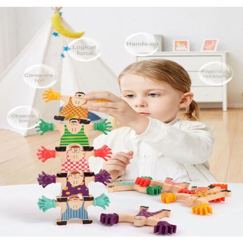 2021 Kids Toys Wooden Fingertip Hercules Balanced Building Jenga Blocks Childrens Educational Toy Parent-child game for gift