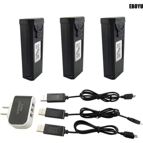 3pcs * 3.85V 1800mAh 30C Lipo Battery + USB 3 In 1 Battery Charger for VISUO XS809S Foldable RC Quadcopter WiFi FPV Drone