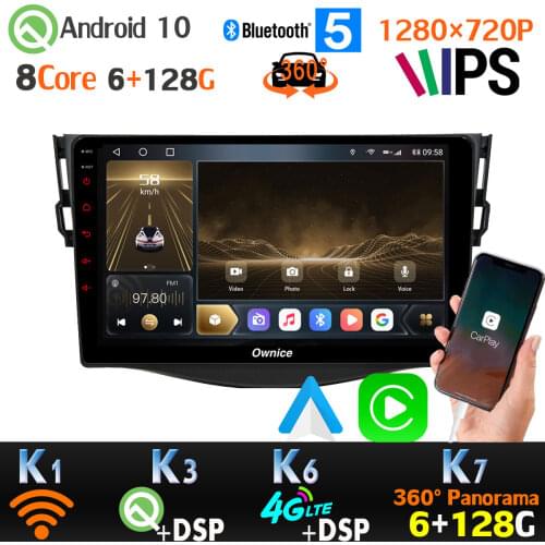 360 Panoramic Camera Android 10.0 6G+128G GPS Radio CarPlay SPDIF DSP Car Multimedia Player for Toyota RAV 4 RAV4 2006-2012 IPS