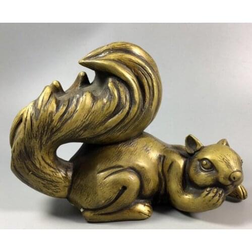 6.6”Old China antique Daming brass Small Squirrel statue