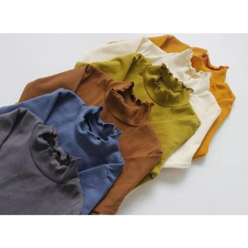 Childrens Clothing Autumn Winter New Baby Bottoming Shirt Cotton Solid Soft Tshirt For Boys Girls Kids Turtleneck Warm Tops