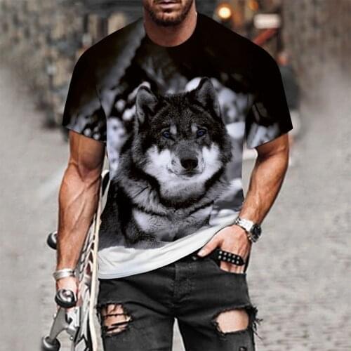 Couple Wolf Print T-shirt Mens 3d T-shirt Drop Ship Top Tee Short Sleeve Camiseta Round Neck T-shirt Fashion Casual Brand