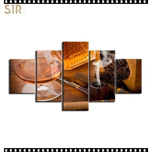 HD 5 Pieces Red Wine Pictures Print Posters Wall HD Art Home Decor for Living Room Painting on The Wall Pictures Wine Wall Art