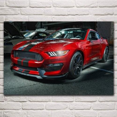 Cool red Mustang GT350 muscle sports car living room decoration home art decor wood frame fabric poster MD166