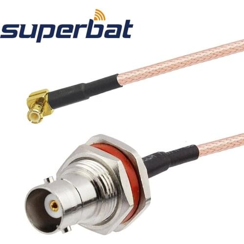 Superbat MCX Male Plug Right Angle to BNC Female Jack Bulkhead O-ring Straight RF Coaxial Cable RG316 15cm