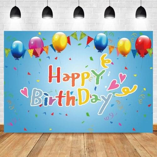 Colorful Balloon Happy Birthday Party Photography Backdrop Photo Background Cake Decoration Studio Prop Banner