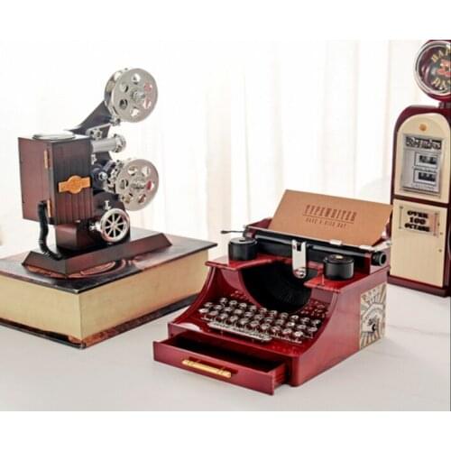 Creative Unique Retro Vintage Old Typewriter Projector Music Box Home Decoration Accessories For Boy Birthday Present LFB454