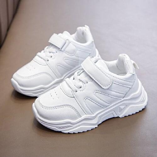 2021 New Leather Kids Sneakers Children Shoes Casual Breathable Boys Shoes Non-Slip White Girls Sneakers Zapatillas size 26-37