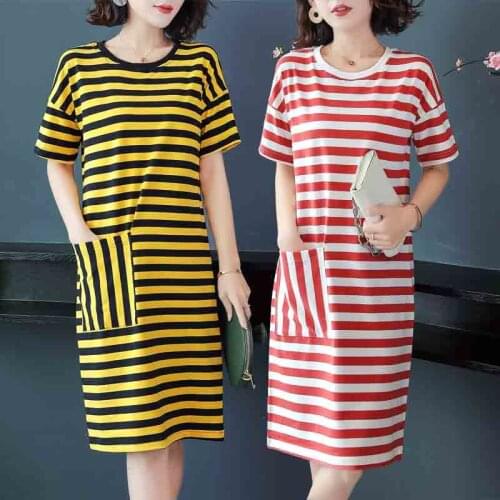 Summer Midi Sweatshirt Pullover Print Short Sleeve Pocket Plus Size Women Dress Sudadera Mujer Ladies Casual Vestidos Y285